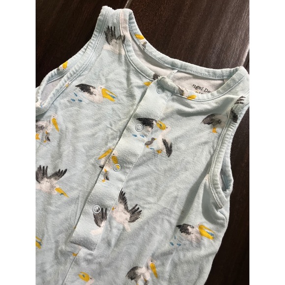 Angel Dear Other - Angel Dear Pelican Print Bamboo Sleeveless Romper Blue 6-12 Months Baby Kids